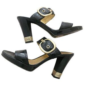 Coach Giada Black Patent Leather Slip On Sandals Size 7.5M